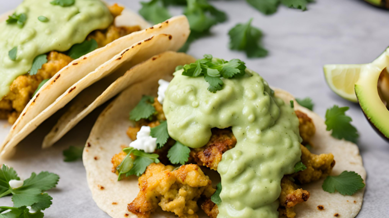 Tacos de coliflor asada con salsa de aguacate